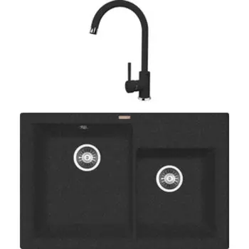 Кухонная мойка и смеситель Florentina Касси 780 черный Fg (20.230.E0780.102 + 313.01H.1123.102)