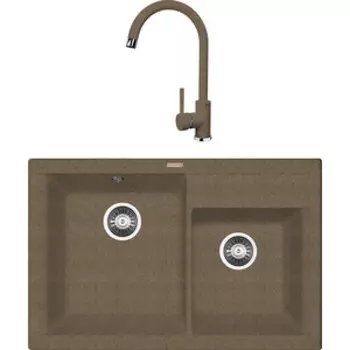 Кухонная мойка и смеситель Florentina Касси 780 коричневый Fg (20.230.E0780.105 + 313.01H.1123.105)