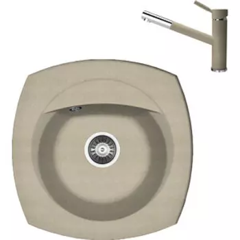 Кухонная мойка и смеситель Florentina Корсика 510 бежевый Fg (20.105.B0510.104 + 313.18L.1223.104)