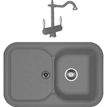 Кухонная мойка и смеситель Florentina Крит 780 грей Fs (20.170.D0780.305 + 333.21H.2113.305)