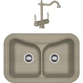 Кухонная мойка и смеситель Florentina Крит 780А бежевый Fg (20.175.E0780.104 + 333.21H.2113.104)