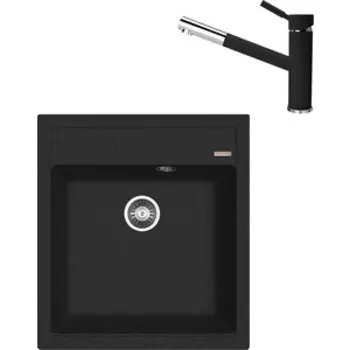 Кухонная мойка и смеситель Florentina Липси 460 черный Fg (20.280.B0460.102 + 313.18L.1223.102)