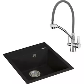 Кухонная мойка и смеситель Florentina Липси 460 Lemark Comfort (20.280.B0460.302, LM3071C-Gray)