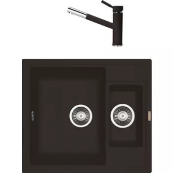 Кухонная мойка и смеситель Florentina Липси 580К мокко Fs (20.210.D0580.303 + 313.18L.1223.303)