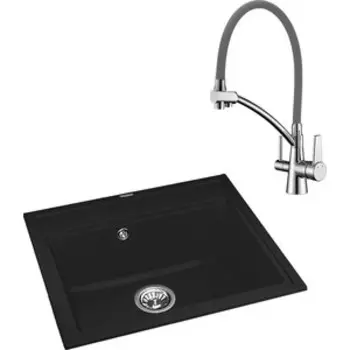 Кухонная мойка и смеситель Florentina Липси 600 Lemark Comfort (20.120.D0600.302, LM3071C-Gray)