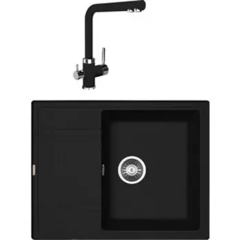 Кухонная мойка и смеситель Florentina Липси 650 антрацит Fs (20.125.C0650.302 + 333.19H.2123.302)