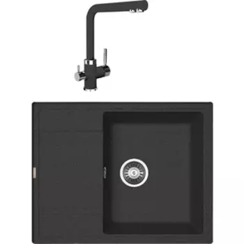 Кухонная мойка и смеситель Florentina Липси 650 черный Fg (20.125.C0650.102 + 333.19H.2123.102)