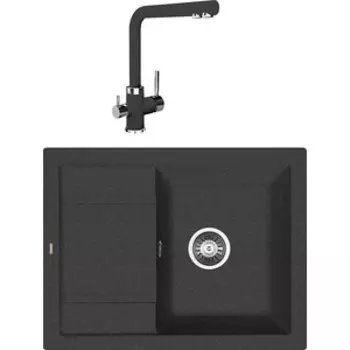 Кухонная мойка и смеситель Florentina Липси 660 черный Fg (20.155.C0660.102 + 333.19H.2123.102)