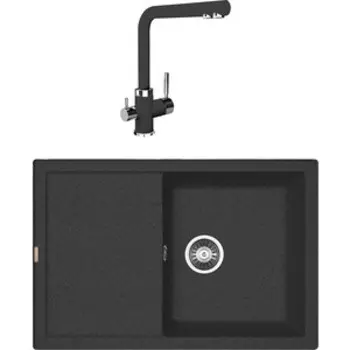 Кухонная мойка и смеситель Florentina Липси 760 черный Fg (20.160.D0760.102 + 333.19H.2123.102)