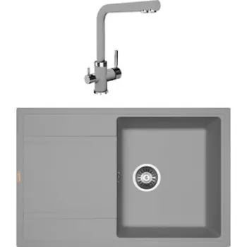 Кухонная мойка и смеситель Florentina Липси 780 грей Fs (20.270.C0780.305 + 333.19H.2123.305)