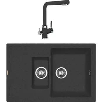 Кухонная мойка и смеситель Florentina Липси 780K черный Fg (20.250.D0780.102 + 333.19H.2123.102)