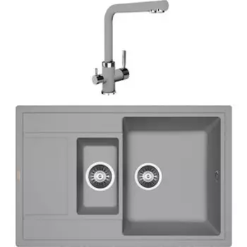 Кухонная мойка и смеситель Florentina Липси 780K грей Fs (20.250.D0780.305 + 333.19H.2123.305)