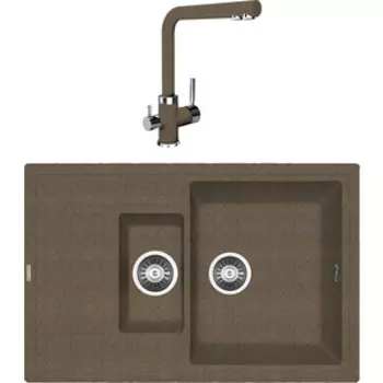 Кухонная мойка и смеситель Florentina Липси 780K коричневый Fg (20.250.D0780.105 + 333.19H.2123.303)
