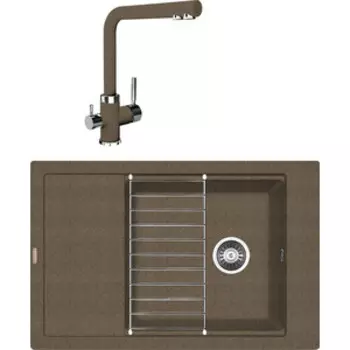Кухонная мойка и смеситель Florentina Липси 780Р коричневый Fg (20.275.D0780.105 + 333.19H.2123.303)