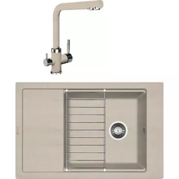 Кухонная мойка и смеситель Florentina Липси 780Р песочный Fg (20.275.D0780.107 + 333.19H.2123.107)