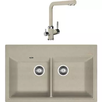 Кухонная мойка и смеситель Florentina Липси 820 бежевый Fg (20.370.E0820.104 + 333.19H.2123.104)