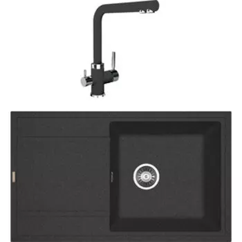 Кухонная мойка и смеситель Florentina Липси 860 черный Fg (20.130.D0860.102 + 333.19H.2123.102)