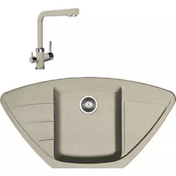 Кухонная мойка и смеситель Florentina Липси 980С бежевый Fg (20.180.D0980.104 + 333.19H.2123.104)