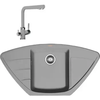 Кухонная мойка и смеситель Florentina Липси 980С грей Fs (20.180.D0980.305 + 333.19H.2123.305)