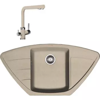 Кухонная мойка и смеситель Florentina Липси 980С песочный Fg (20.180.D0980.107 + 333.19H.2123.107)