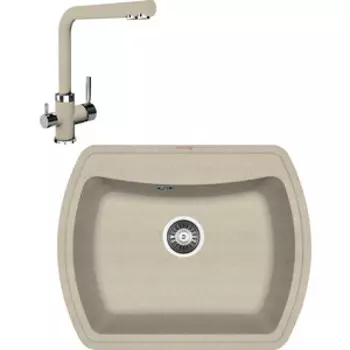 Кухонная мойка и смеситель Florentina Нире 630 бежевый Fg (20.215.D0630.104 + 333.19H.2123.104)