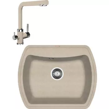 Кухонная мойка и смеситель Florentina Нире 630 песочный Fg (20.215.D0630.107 + 333.19H.2123.107)