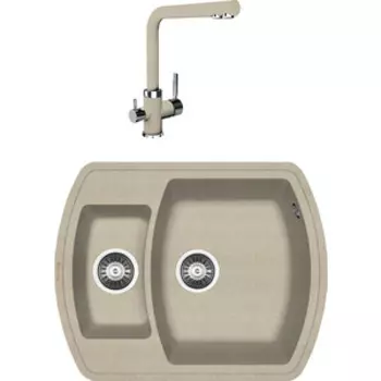 Кухонная мойка и смеситель Florentina Нире 630K бежевый Fg (20.220.D0630.104 + 333.19H.2123.104)