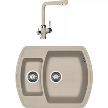 Кухонная мойка и смеситель Florentina Нире 630K песочный Fg (20.220.D0630.107 + 333.19H.2123.107)