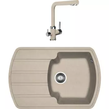 Кухонная мойка и смеситель Florentina Нире 760 песочный Fg (20.195.B0760.107 + 333.19H.2123.107)