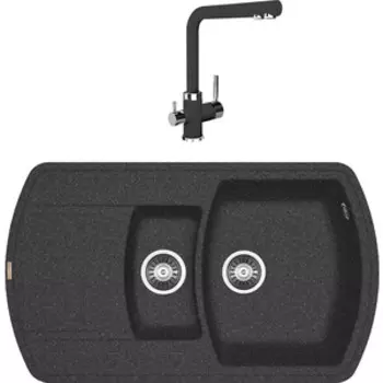 Кухонная мойка и смеситель Florentina Нире 860К черный Fg (20.205.D0860.102 + 333.19H.2123.102)