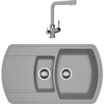 Кухонная мойка и смеситель Florentina Нире 860К грей Fs (20.205.D0860.305 + 333.19H.2123.305)