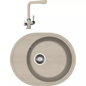 Кухонная мойка и смеситель Florentina Родос 580 песочный Fg (20.240.B0580.107 + 333.19H.2123.102)
