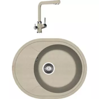 Кухонная мойка и смеситель Florentina Родос 620 бежевый Fg (20.245.B0620.104 + 333.19H.2123.104)