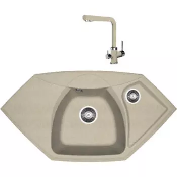 Кухонная мойка и смеситель Florentina Сардиния бежевый Fg (20.150.D0980.104 + 333.19H.2123.104)