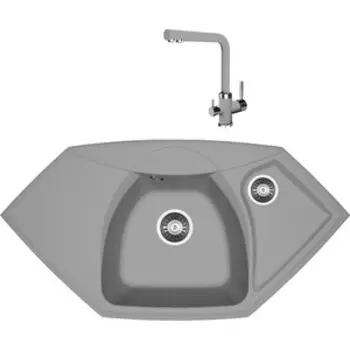 Кухонная мойка и смеситель Florentina Сардиния грей Fs (20.150.D0980.305 + 333.19H.2123.305)