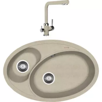 Кухонная мойка и смеситель Florentina Селена бежевый Fg (20.265.E0780.104 + 333.19H.2123.104)