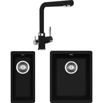 Кухонная мойка и смеситель Florentina Вега Арес 300/160 антрацит Fs