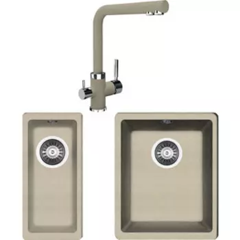 Кухонная мойка и смеситель Florentina Вега Арес 300/160 бежевый Fg