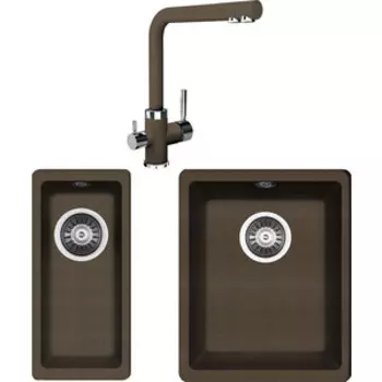 Кухонная мойка и смеситель Florentina Вега Арес 300/160 коричневый Fg