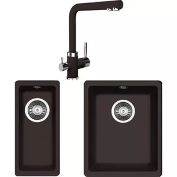 Кухонная мойка и смеситель Florentina Вега Арес 300/160 мокко Fs