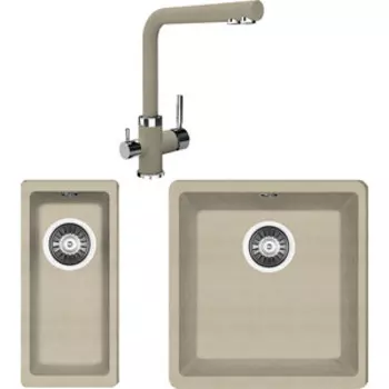 Кухонная мойка и смеситель Florentina Вега Арес 360/160 бежевый Fg