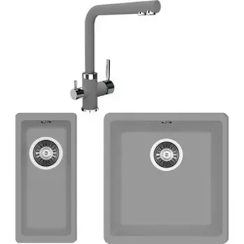 Кухонная мойка и смеситель Florentina Вега Арес 360/160 грей Fs