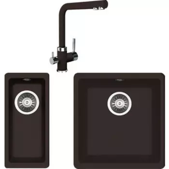 Кухонная мойка и смеситель Florentina Вега Арес 360/160 мокко Fs