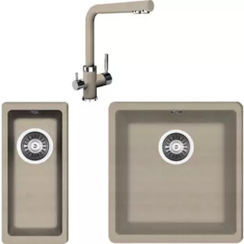Кухонная мойка и смеситель Florentina Вега Арес 360/160 песочный Fg