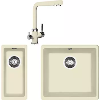 Кухонная мойка и смеситель Florentina Вега Арес 400/160 шампань Fs