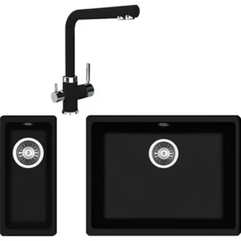 Кухонная мойка и смеситель Florentina Вега Арес 500/160 антрацит Fs