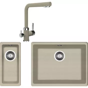 Кухонная мойка и смеситель Florentina Вега Арес 500/160 бежевый Fg