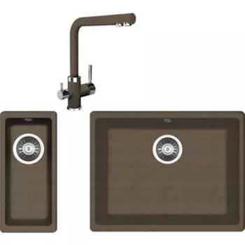 Кухонная мойка и смеситель Florentina Вега Арес 500/160 коричневый Fg