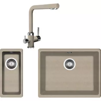 Кухонная мойка и смеситель Florentina Вега Арес 500/160 песочный Fg