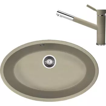 Кухонная мойка и смеситель Florentina Вега Овал бежевый Fg (22.430.E0650.104 + 313.18L.1223.104)